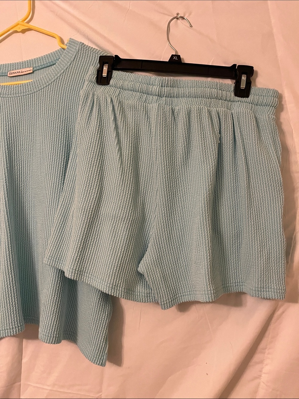 Zenana Outfitters Soft Waffle Knit Shorts and shirt in light blue. Never worn. - Picture 8 of 8